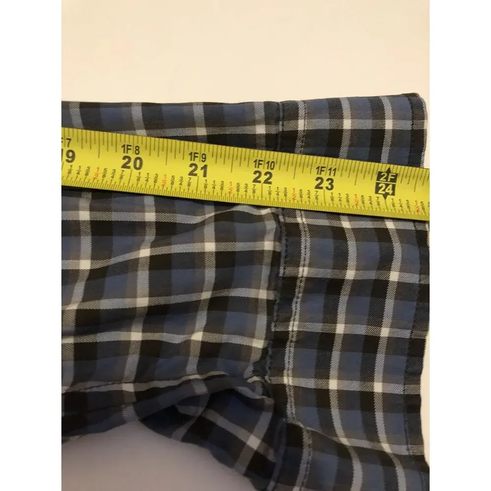 Banana Republic Dress Shirt Mens 15 -15.5 Medium Button Up Plaid Check Blue A5